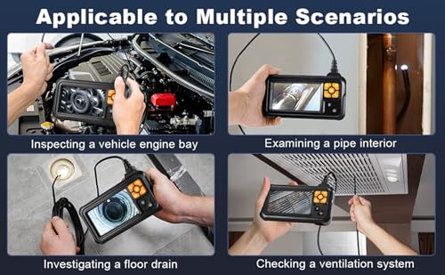 Endoscope Camera with Light, POLEDY 1080P HD Borescope, 8 Adjustable LED Light mit 4.3" IPS Screen Inspection, IP67 Waterproof 16.4ft Snake Camera, Semi-Rigid Cable Inspection - style: Single Lens 4.3"