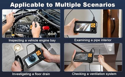 Endoscope Camera with Light, POLEDY 1080P HD Borescope, 8 Adjustable LED Light mit 4.3" IPS Screen Inspection, IP67 Waterproof 16.4ft Snake Camera, Semi-Rigid Cable Inspection - style: Single Lens 4.3"