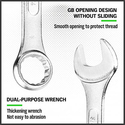 SWANLAKE GARDEN TOOLS 26-Piece Combination Wrench Set with Roll-up Pouch, SAE 1/4” - 1”, Metric 8mm - 24mm, Perfect for General Household, Garage, Auto Repairs and Travel Emergency - color: 26-piece Metric&sae Green