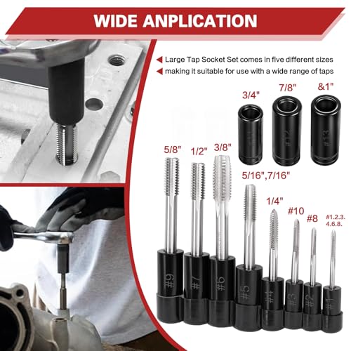 70700 Tap Socket Set 11 Pcs, Magnetic Adapter for Std/Metric Taps