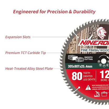 12 Inch 80T Carbide Saw Blade for Wood Cutting - size: 12 Inch-80T