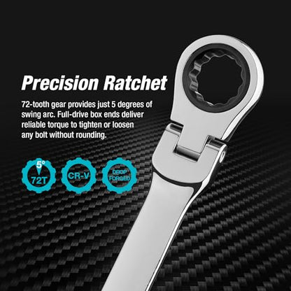 DURATECH 16mm x 18mm Extra Long Flex-Head Ratcheting Wrench, Metric - size: 16*18mm