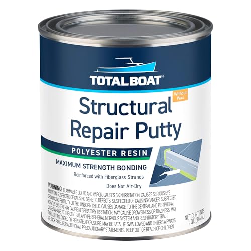 TotalBoat Polyester Structural Repair Putty - Marine Grade Long Strand Fiber Fiberglass Reinforced Filler for Boat and Automotive Repair - size: Quart Kit