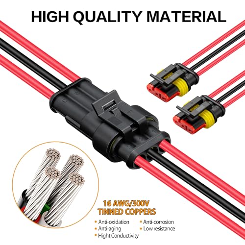3 Pin Connector Waterproof, 16 AWG 3 Wire Connector, Automotive Electrical Connector with Heat Shrink Tubing, Automotive Truck, Marine Wire Connection, 6 Sets (16 AWG-3 Pin, 6) - style: 16 AWG-3 Pin