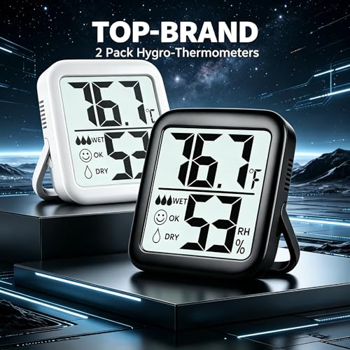 Antonki 2 Pack Room Thermometer Indoor Hygrometer - color: 2 Pcs* Black & White