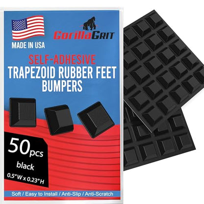 Black Rubber Feet (50 Pack) Self Stick Bumper Pads - Made in USA - Adhesive Square Bumpers for Electronics, Speakers, Laptop, Appliances, Furniture, Computers - color: Black, size: 50pc Small