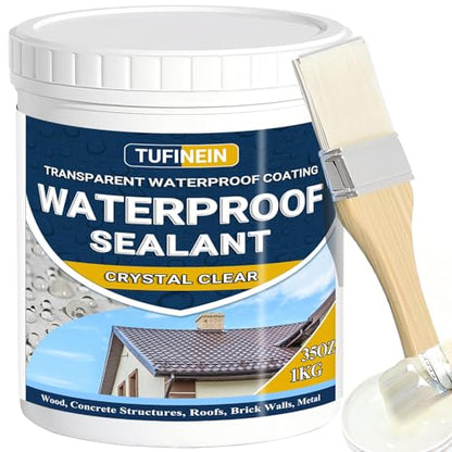 Transparent Waterproof Coating, TUFINEIN 35 Oz Invisible Waterproof Agent Indoor & Outdoor Sealant Water-Based Clear Sealant Roofs, Walls, Garden, Terraces - size: 35 Oz
