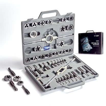 toolant 45-Piece SAE Tap and Die Set, 1/4"-1" - size: 45pcs SAE (1/4"-1")