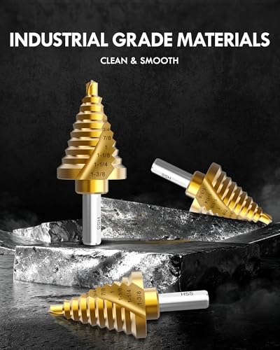 3/16" to 1-3/8" HSS Step Drill Bit Set - size: 1/4"-1-3/8"(HSS)