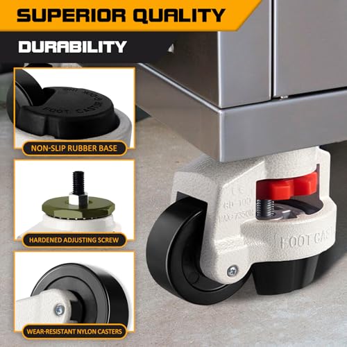 Retractable Leveling Machine Casters 4Pcs- 2200 lbs Per Set - size: 2 INCH