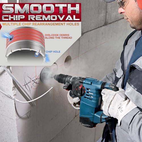 DAIMIT Concrete Hole Saw 115mm / 4.52" with 220mm SDS Plus Shank Connecting Rod, Hole Saw Tool Set for Concrete Cement Brick Stone Wall Drilling - size: 115MM