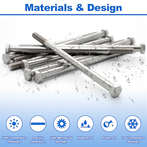 10 Pack 3/8-16 x 7'' Hex Head Cap Screw Bolt 304 Stainless Steel - size: 3/8-16 x 7''