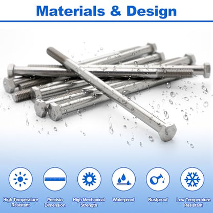 10 Pack 3/8-16 x 7'' Hex Head Cap Screw Bolt 304 Stainless Steel - size: 3/8-16 x 7''