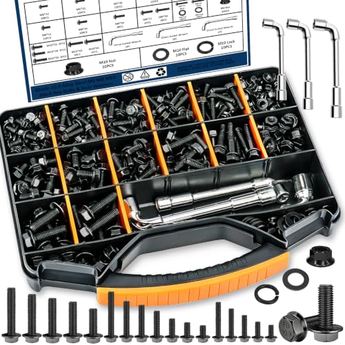 468PCS Black Metric Flange Bolt Assortment Kit with Socket Wrench - color: Black KIT -468PCS