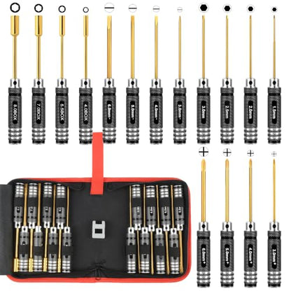 16in1 RC Tool Kit-Hex,Slotted, Socket, Phillips Screwdrivers Set - color: Gold