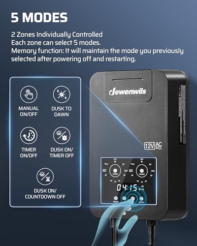 DEWENWILS 200W Low Voltage Transformer, 2 Zone Independent Control - style: 200W 2 ZONE