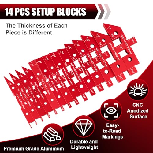 AJulyBee 14 PCS Woodworking Setup Blocks with Storage Case