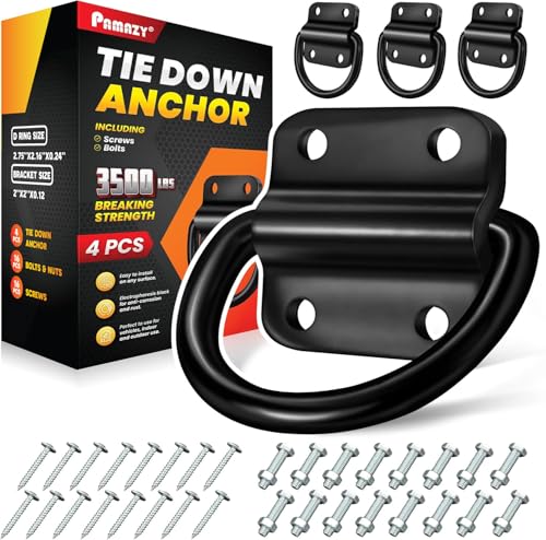 PAMAZY 4PCS 3500lbs Heavy-Duty Steel D-Rings Tie-Down Anchors Ultra-Durable - style: 4PCS