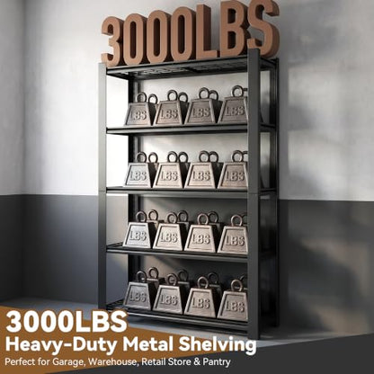 Heavy Duty 5 Tier Metal Garage Shelving, 72" H × 35" W × 16" D - size: 62"H × 27.6"W × 12"D
