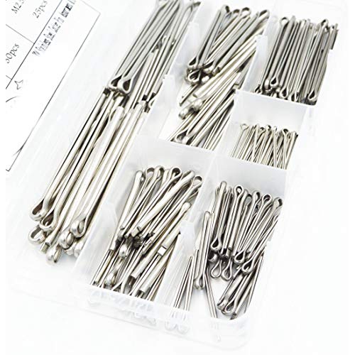 100pcs 304 Stainless Steel Cotter Pin Clip Key Fastner Fitting Assortment Kit for Automotive Mechanics Small Engine Repair，Automotive, Mechanics, Car Garage, Power Equipment, Cars, Trucks Law - size: 100pcs Cotter Pin Assortment Kit