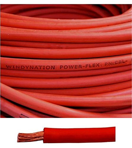 8 Gauge 8 AWG 50 Feet Red Welding Battery Pure Copper Flexible Cable Wire - Car, Inverter, RV, Solar by WindyNation - color: Red, size: 50 ft