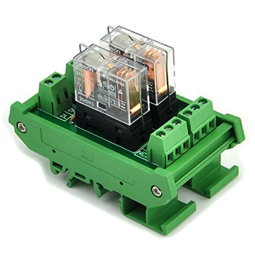 Electronics-Salon DIN Rail Mount AC/DC 24V Control 2 SPDT 16Amp Pluggable Power Relay Module, G2R-1-E - style: 2 Channel 24V