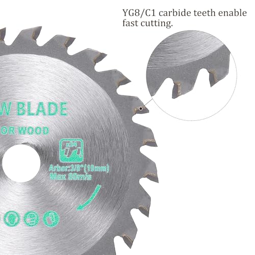 3pcs Circular Saw Blade - [3 Inch x 24 Teeth x 3/8 Inch Arbor] Tungsten Carbide Tipped Table Miter Saw Blades for Wood Aluminum Soft Metal Use | Silver - style: 24 Teeth
