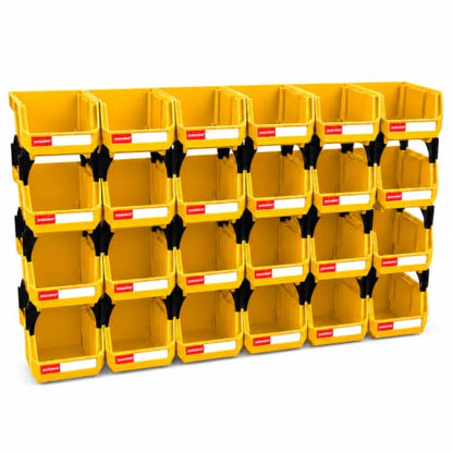 24 Pack Stackable Storage Bins Heavy Duty Parts Box Yellow - color: Yellow-24 Pack, size: 5"x4"x3"