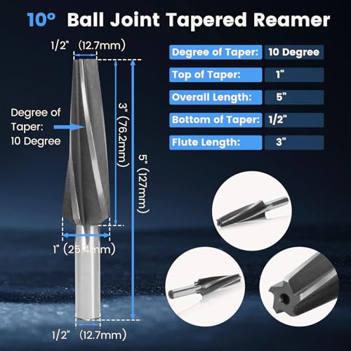 Ball Joint Reamer, 10 Degree 6542 HSS Tapered Tie Rod Tool - style: Drill