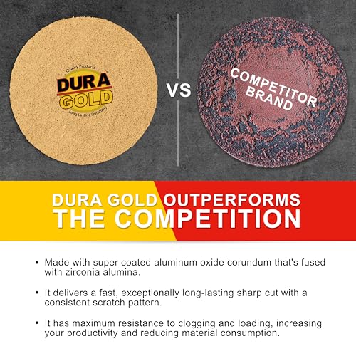 Dura-Gold - Premium - 80 Grit 3" Gold Hook & Loop Sanding Discs for DA - size: 80-Grit