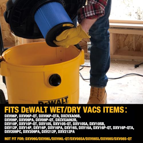 DEWALT Fine Dust Shop Vac Filter DXVC6912 with 99% Filtration Efficiency