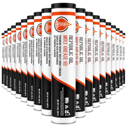 Republic Oil Elite Heavy Duty 5% Moly Grease Tubes #2 Calcium Sulfonate 4 Boxes / 40x14oz – High Temp Heavy Duty Grease Tubes for Construction, Mining, Agriculture & Fifth Wheels Made in USA - size: 40 x 14 oz Tubes