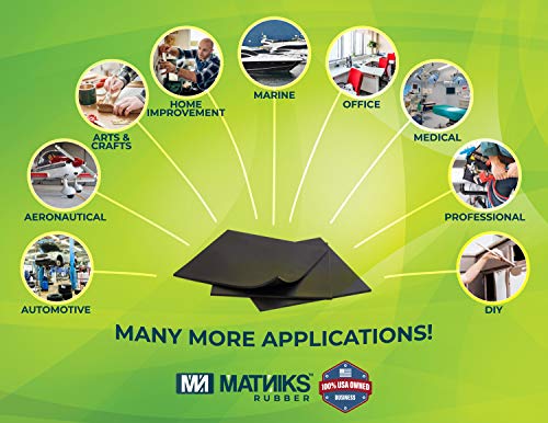 MATNIKS Neoprene Rubber Sheet, Heavy Duty, High Grade 60A, Black, 12x12-Inch by 1/8 (+/- 5%) for Plumbing, Gaskets DIY Material, Supports, Leveling, Sealing, Bumpers, Protection, Flooring - size: 1/8-inch by 12in x 12in