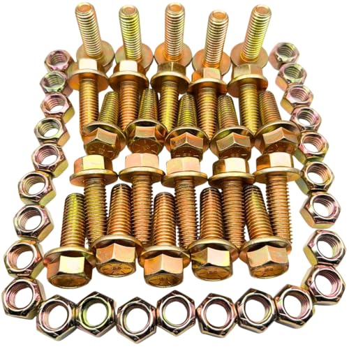 1/2"-13 x 1-1/2" Grade 8 Flange Bolts (25-Pack) – Heavy-Duty Hex Flange Bolts Includes All-Metal Prevailing Torque Lock Nuts – High-Strength SAE J429/J995 Anti-Vibration 1.5" Coarse Thread