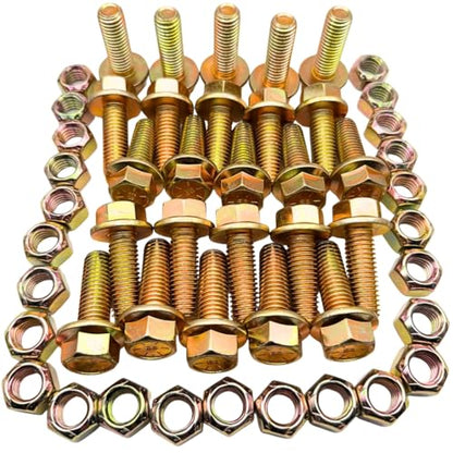 1/2"-13 x 1-1/2" Grade 8 Flange Bolts (25-Pack) – Heavy-Duty Hex Flange Bolts Includes All-Metal Prevailing Torque Lock Nuts – High-Strength SAE J429/J995 Anti-Vibration 1.5" Coarse Thread
