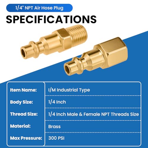 1/4" NPT Air Hose Fittings Coupler & Plug Kit, 8 Pieces - size: Mix 1/4" 8 pcs