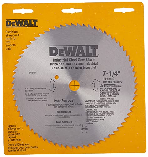 DEWALT Circular Saw Blade, 7 1/4 Inch, 68 Tooth, Metal Cutting (DW3329)