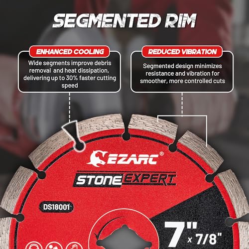 EZARC 7 Inch Segmented Diamond Blade, 7/8"-5/8" Arbor, 1-Pack - size: 7 Inch