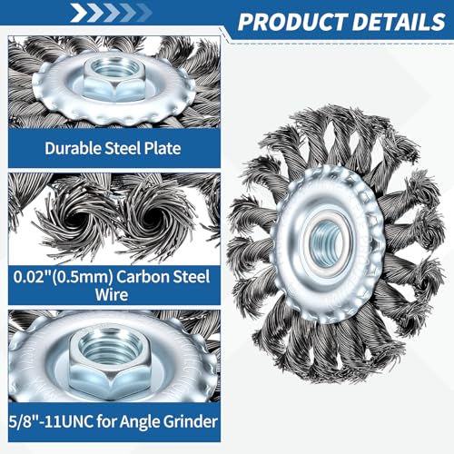 4" Wire Brush for Angle Grinder with 5/8"-11 Arbor - size: 4 inch