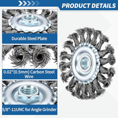 4" Wire Brush for Angle Grinder with 5/8"-11 Arbor - size: 4 inch