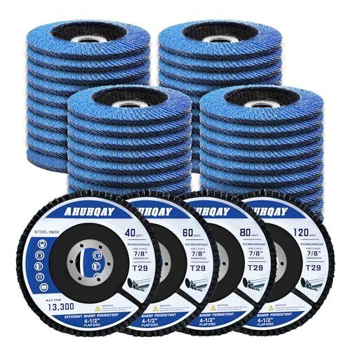 40 Pack Flap Discs 4 1/2" for Angle Grinder, 40/60/80/120 Grit, T29 Flap Disc, Die Grinder Sanding Disc, Zirconia Grinding Wheel for Metal, Wood, Stainless Steel Polishing Finishing - color: Blue