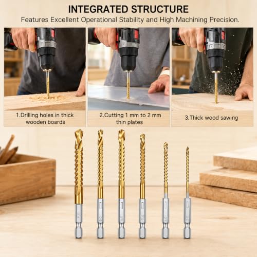 6Pack HSS Twist Drill Bit Set, 3mm-8mm
