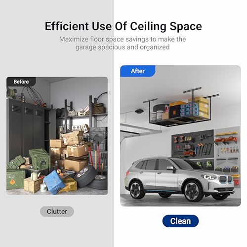 FLEXIMOUNTS 3x6 Overhead Garage Ceiling Storage Rack, 2 Pack, Black - color: Black, size: 3x6 ft