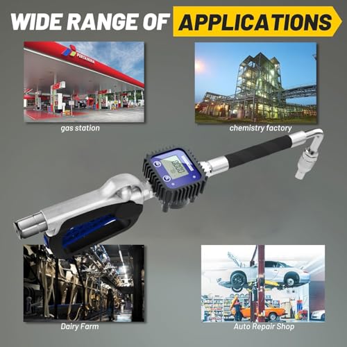 Air Operated Oil Control Valve, Digital Flow Meter Oil Metering Gun, 10 GPM 1500 PSI Heavy Duty Engine Motor Oil Dispenser Nozzle, 1/2 inch NPT Inlet