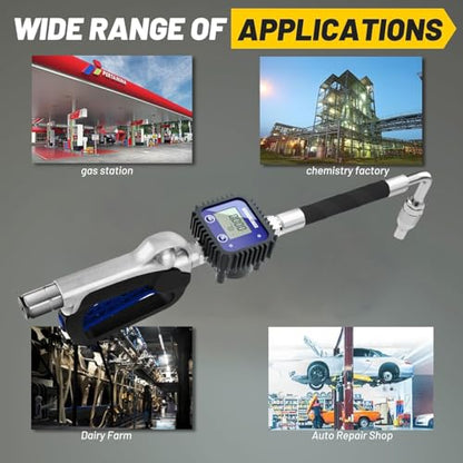 Air Operated Oil Control Valve, Digital Flow Meter Oil Metering Gun, 10 GPM 1500 PSI Heavy Duty Engine Motor Oil Dispenser Nozzle, 1/2 inch NPT Inlet
