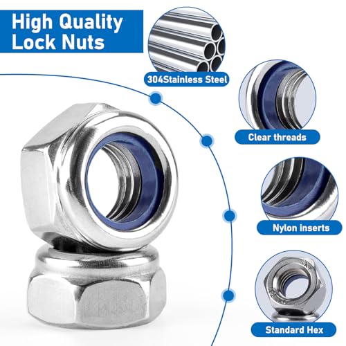 100 Pack 304 A2-70 M3 Nylon Lock Nuts - color: Silver, size: M3