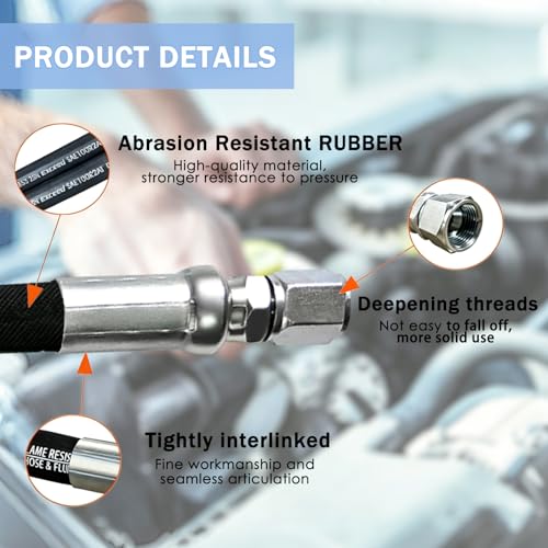 Jooptoolwook Hydraulic Hose Swivel Assembly 3/8" Hydraulic Hose with Female JIC X Female JIC 18" Long 4785 psi, Black - size: 26711-06-06-18in