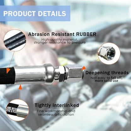 Jooptoolwook Hydraulic Hose Swivel Assembly 3/8" Hydraulic Hose with Female JIC X Female JIC 12" Long 4785 psi, Black - size: 26711-06-06-12in