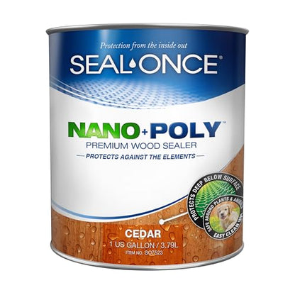 SEAL-ONCE Nano+Poly Wood Sealer and Waterproofer, Cedar, 1 Gallon - color: Cedar, size: 1 Gallon