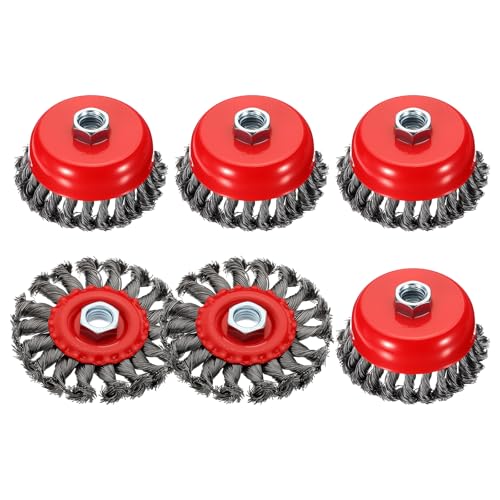 DTGN 6 Pcs Wire Wheel Cup Brush Set, 5/8"-11 Arbor(4" Cup + 4" Wheel) - size: 4" cup + 4" wheel